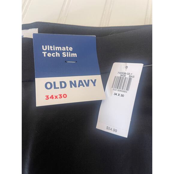 NWT Old Navy Black Ultimate Tech Slim Work Pants Size Mens 34 X 30 - Picture 2 of 5